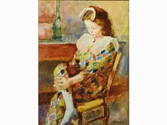 Harlequin by Cesare Peruzzi, 1894, oil on canvas board, offered Oct 2018
