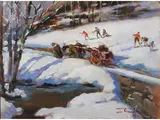 Snowy Landscape by Ovidio Gragnoli, 1893, oil on faesite, offered Oct 2018