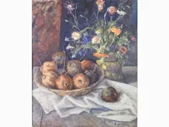 Still Life with Pomegranates and Flowers by Francesco Inverni, 1935, oil on canvas, offered Oct 2018
