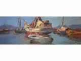 Darsena by Carlo Domenici, 1898, oil on panel, offered Oct 2018