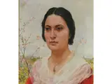 Portrait of The Misses Rosetta Mancini married to Ricci 1930 by Raffaello Sorbi, 1844, oil on canvas, offered Oct 2018