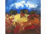 Sergio Scatizzi, Tuscan Landscape, 1918, oil on faesite