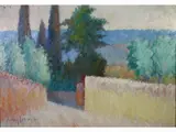 Tuscan Landscape by Dino Migliorini, 1907, oil on faesite, offered Oct 2018