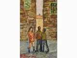 View of Florence with Figures by Guido Borgianni, 1915, oil on faesite, offered Oct 2018