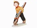 Tarcisio Tosin, A La Freccia Manufacture Figure of a Girl with Skis, 1930s, 1904, in terraglia policroma