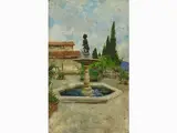 Fabio Fabbi, View of a Garden with Fountain, 1861, oil on panel