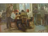 The Card Players by Ovidio Gragnoli, 1893, oil on panel, offered May 2018