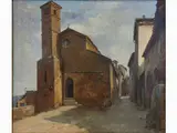 Rutilio Muti, View of a Village with Church 1940
