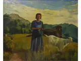 Rutilio Muti, Mountain Landscape with Shepherdess and Sheep 1939