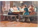 Tombola by Carlo Domenici, 1898, oil on faesite, offered May 2018