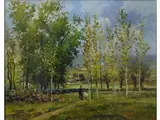 Enrico Reycend, Country Landscape with Figure, 1855, oil on canvas