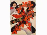 Study for Soviet Affiche 1935 by Rosalija Moisevna Rabinovich, 1895, mixed media on paper partially laid on cardboard, offered May 2018