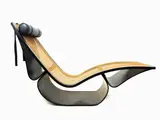 A Rio Painted Bentwood, Caning and Leather Rocking Lounge Chiar, 1978 ca. by Oscar Niemeyer, 1907, in legno curvato laccato nero e paglia di Vienna, offered May 2018