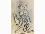 Mino Maccari, Composition with Figures, 1898, mixed media on paper laid on canvas board