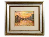 Vew of Ponte Vecchio in Florence by Guido Borgianni, 1915, oil on faesite, offered May 2018