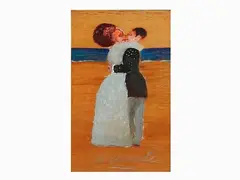 Lovers 1970s by Antonio Possenti, 1933, oil sketch on panel, offered May 2018