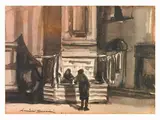 Luciano Guarnieri, View of a Church with figures 1948