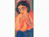Figure by Beppe Serafini, 1915, oil on carved cardboard, offered May 2018