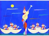 Walter Pozzi, Seascape with Arlequins 1984, 1911, tempera on cardboard