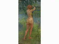 Nude in a Landscape by Carlo Passigli, 1881, oil on canvas, offered Mar 2018