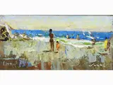 Giulio Salti, Seascape with Figures, 1899, oil on faesite