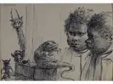 Children with Imaginary Animals by Nino Tirinnanzi, 1923, indian ink on paper, offered Mar 2018