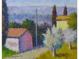 Tuscan Landscape by Dino Migliorini, 1907, oil on faesite, offered Mar 2018