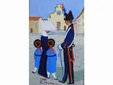 Carabiniere and Nun 1981 by Rodolfo Marma, 1923, oil on canvas board, offered Mar 2018