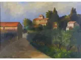 Tuscan Landscape 1973 by Nino Tirinnanzi, 1923, oil on canvas, offered Mar 2018