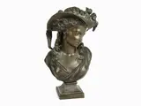 Auguste-Joseph Carrier, Portrait of a Woman with Hat 1857, 1800, bronze bust