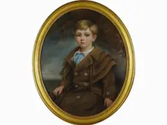 Portrait of Vivian Drury Child by Laura Elizabeth R. Hope, 1858, pastel on oval paper, offered Mar 2018