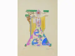 L'insidia by Cesare Bentivoglio, 1868, handcoloured engraving, offered Mar 2018