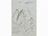 Felice Carena, Landscape with figures, 1879, indian ink on paper
