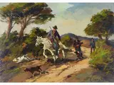 Renzo Martini, Country Landscape with Hunters