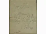 Country Landscape with Farmers by Lorenzo Viani, 1882, indian ink on paper, offered Mar 2018
