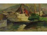 Port of Livorno by Carlo Domenici, 1898, oil on panel, offered Mar 2018
