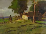 Landscape with Farmhouse and Buttero by Carlo Domenici, 1898, oil on cardboard, offered Mar 2018