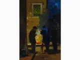 Notturno livornese con personaggi by Renato Natali, 1883, oil on faesite, offered Mar 2018