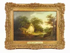 William Payne, Country Landscape with Cottage and Figures, 1755, oil on cardboard