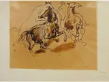 Felice Carena, Horses, 1879, brown ink on paper