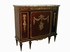 Francois Linke, Mahogany Burr and Gilded Bronze Mounted Cabinet, 1855, piano in marmo