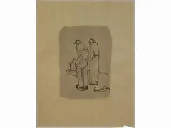 Figures by Lorenzo Viani, 1882, mixed media on paper, offered Nov 2017