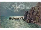 Seascape by Gino Romiti, 1881, oil on faesite, offered Nov 2017