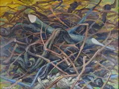 Composition by Quinto Martini, 1908, oil on panel, offered Nov 2017