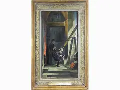 Interior View with Figures at the Telescope 1855 by Johann Abraham Scheinfuss, 1799, oil on canvas, offered Nov 2017