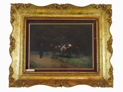 Country Landscape with Figures and Coach by Marcius-Simons Simons, 1867, oil on panel, offered Nov 2017