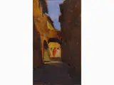 View of a Street by Angiolo Volpe, oil on cardboard, offered Nov 2017