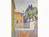 View of a Village by Dino Migliorini, 1907, oil on faesite, offered Nov 2017