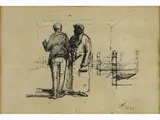 Luciano Guarnieri, Landscape with Figures 1953
