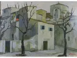 View of a Village by Renzo Grazzini, 1912, oil on panel, offered Nov 2017